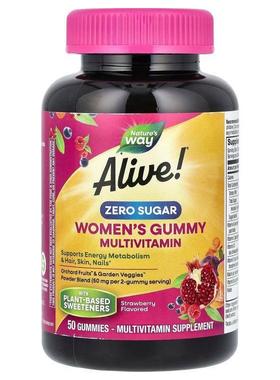 然萃维,Alive! 女性多维生素软糖，无糖，草莓味，50 粒