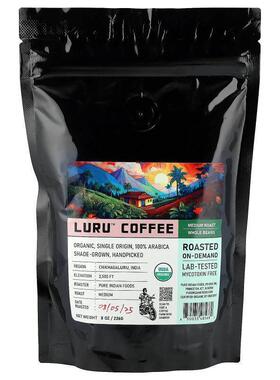 Pure Indian Foods,Luru™ Coffee, Whole Beans, Medium Roast, 8