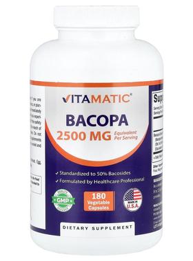 Vitamatic,Bacopa, 180 Vegetable Capsules (1,250 mg per Capsu