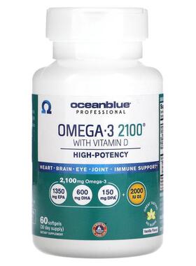 Ocean Blue,Professional, Omega-3 2100 With Vitamin D, High P