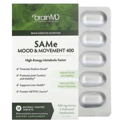 BrainMD,SAMe, Mood &amp;amp;amp; Movement 400, 400 mg, 3