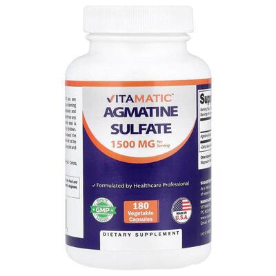 Vitamatic,Agmatine Sulfate, 180 Vegetable Capsules (500 mg p