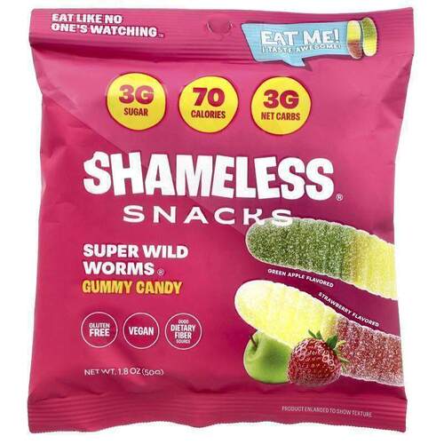Shameless Snacks,Super Wild Worms Gummy Candy&amp;amp;am