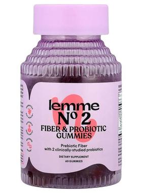 Lemme,No2，纤维和益生菌软糖，草莓味，60 粒