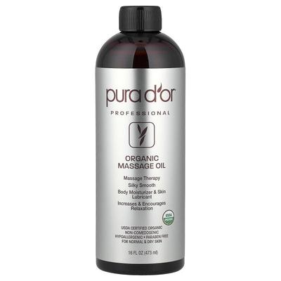 Pura D'or,Professional, Organic Massage Oil, 16 fl oz, (473