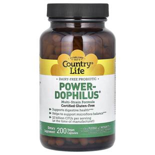 乡村生活,Power-Dophilus® 益生菌全素胶囊,无乳制品,200 粒装
