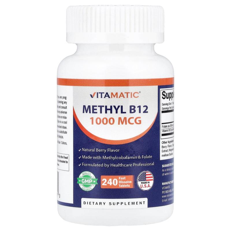 Vitamatic,Methyl B12, Natural Berry, 240 Fast Dissolve Table