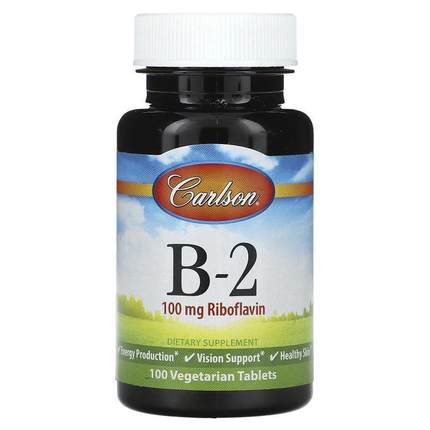 Carlson,Vitamin B-2, 100 mg, 100 Vegetarian Tablets