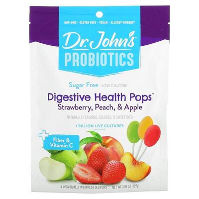 Dr. John's Healthy Sweets,益生菌，消化健康棒棒糖，含纤维和维