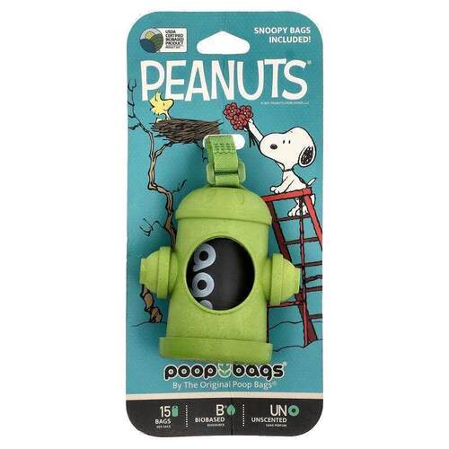 Original Poop Bags,Peanuts®, Bag Dispenser, Green