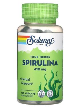 Solaray,True Herbs, Spirulina, 410 mg, 100 Vegcaps