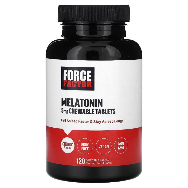 Force Factor,Melatonin, Cherry, 5 mg, 120 Chewable Tablets