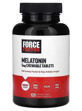 Force Factor,Melatonin, Cherry, 5 mg, 120 Chewable Tablets