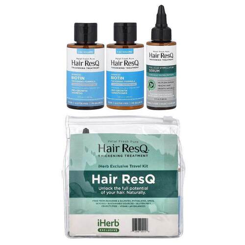 佩特斯,Hair ResQ®，增厚护理，iHerb® 专享旅行套装，4 件套