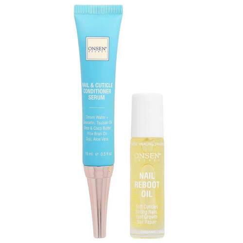 Onsen,指甲和角质层护理精华和 Nail Reboot 油，2 件套