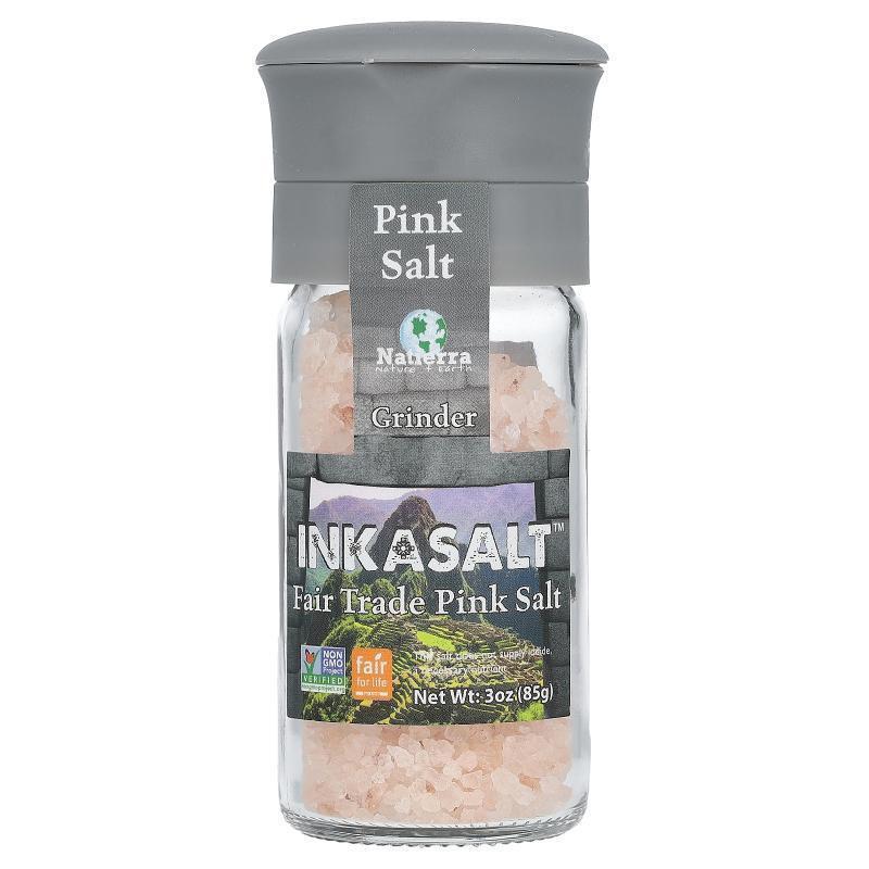 Natierra,InkaSalt, Fair Trade Pink Salt, Grinder