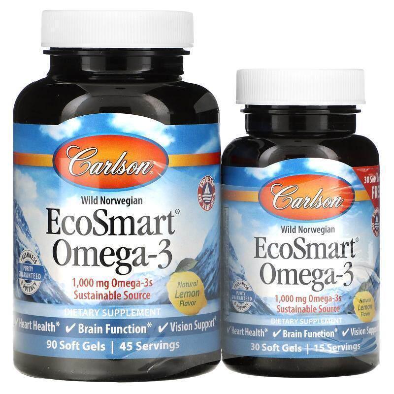 Carlson,EcoSmart 欧米伽-3,天然柠檬味,1,000 毫克,180 粒软