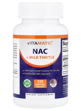 Vitamatic,NAC + Milk Thistle, 120 Vegetable Capsules
