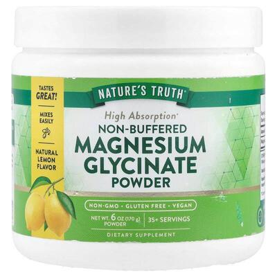 Nature's Truth,Non-Buffered Magnesium Glycinate Powder, Natu