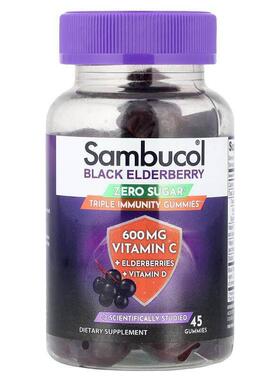 Sambucol,Black Elderberry, Zero Sugar, Triple Immunity Gummi
