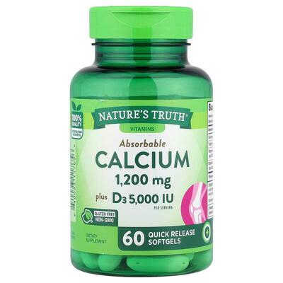 Nature's Truth,Absorbable Calcium Plus D3, 60 Softgels