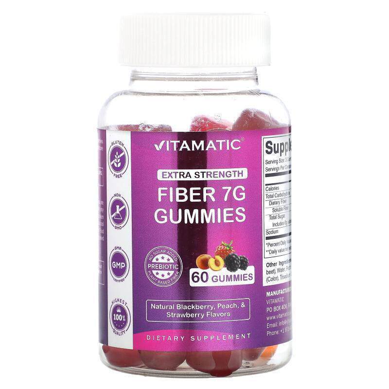 Vitamatic,纤维软糖，特强型，天然黑莓、桃子和草莓
