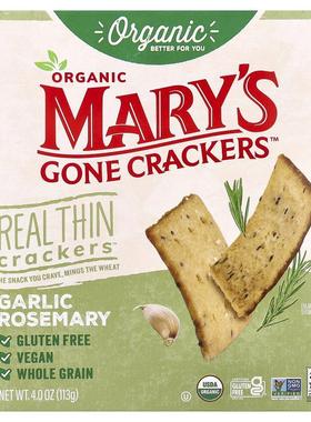 Mary's Gone Crackers,Real Thin Crackers™, Garlic Rosemary, 4