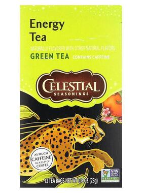 斯乐,Energy Tea, Green Tea, 12 Tea Bags, 0.8 oz (23 g) Each
