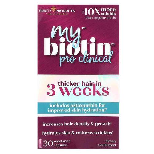 Purity Products,My Biotin, Pro Clinical, 30 Vegetarian Capsu