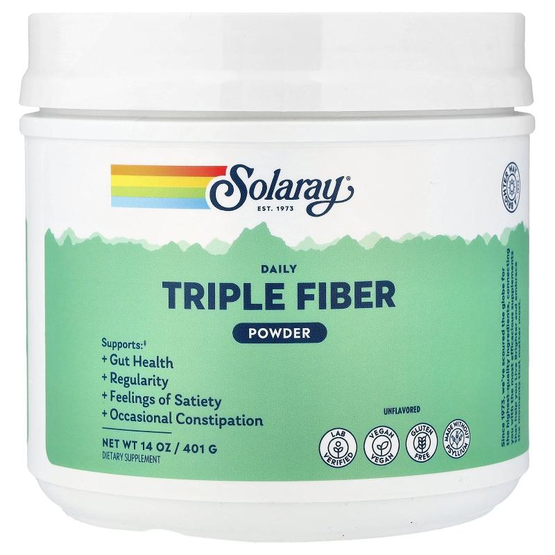 Solaray,Daily Triple Fiber Powder, Unflavored, 14 oz (401 g)