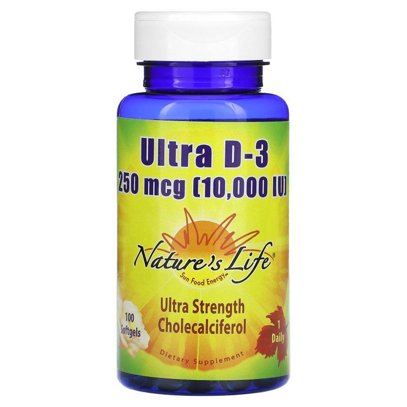 Nature's Life,Ultra D-3, 250 mcg (10,000 IU), 100 Softgels