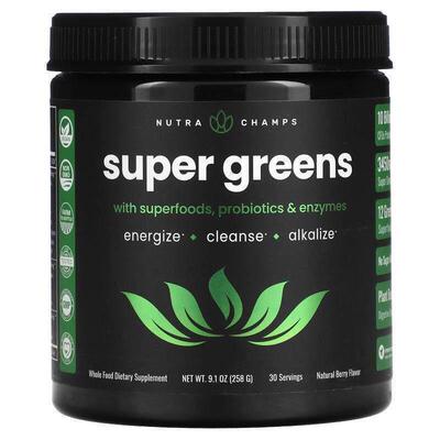 NutraChamps,Super Greens，天然浆果味，9.1 盎司（258 克）