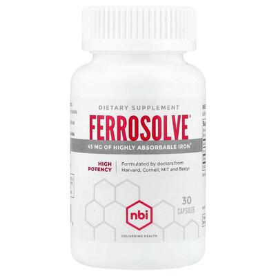 NBI Health,Ferrosolve®, High Potency, 30 Capsules