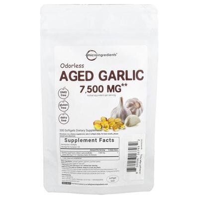 Micro Ingredients,Odorless Aged Garlic, 7,500 mg, 300 Softge