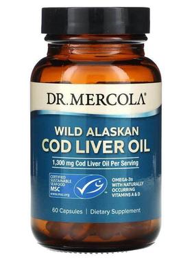 Mercola博士,Wild Alaskan Cod Liver Oil, 650 mg , 60 Capsules