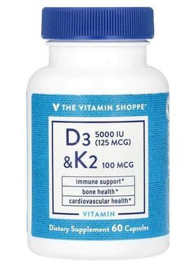 The Vitamin Shoppe,Vitamin D3 &amp;amp;amp; K2, 60 Capsu