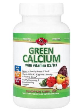 博奥维,Green Calcium with Vitamin K2/D3, 100 Tablets