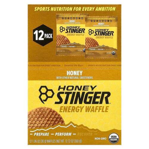 HoneyStinger,能量华夫饼，蜂蜜味，12 块，每块 1.06 盎司（30