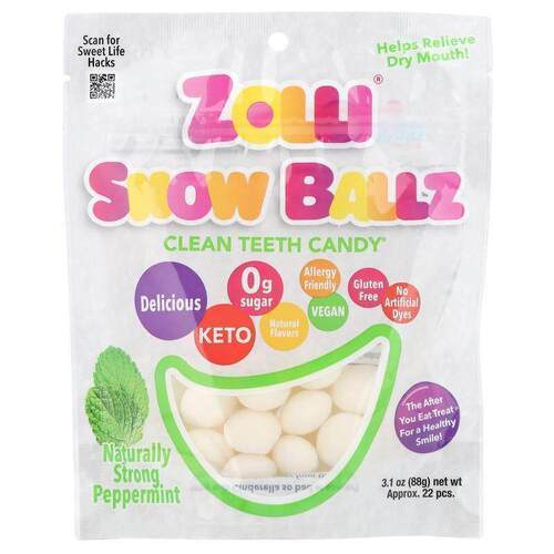 Zollipops,Zolli® Snow Ballz，天然薄荷，约 22 片，3.1 盎司（8