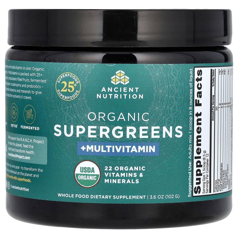 Dr. Axe / Ancient Nutrition,Organic Supergreens + Multivitam