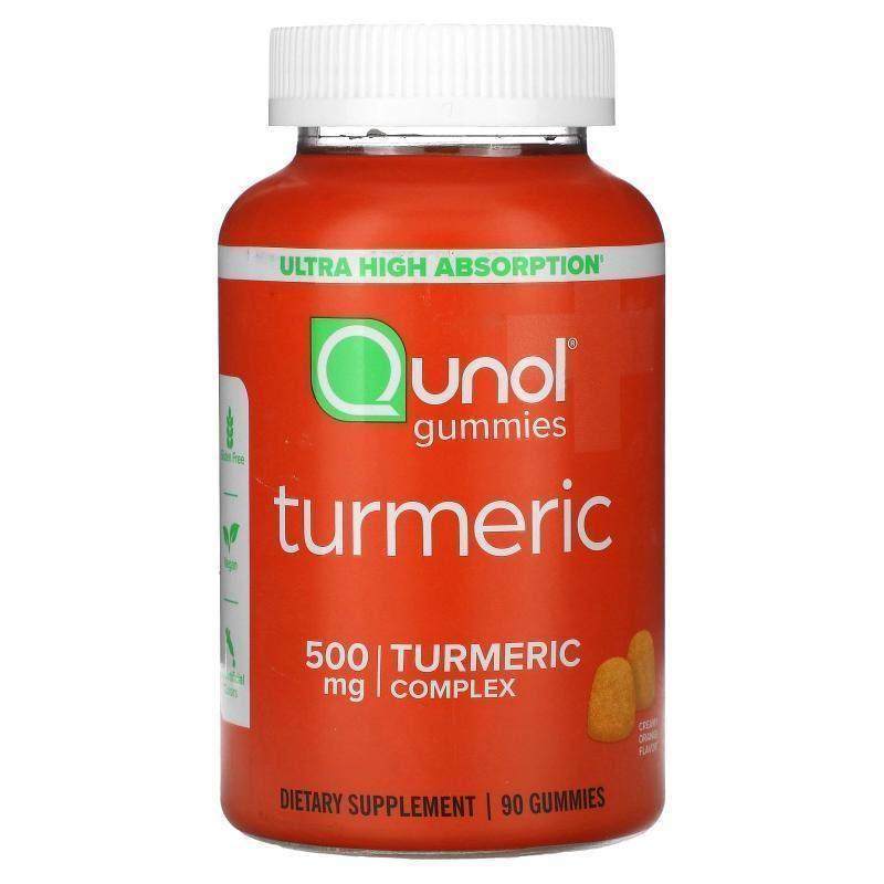 Qunol,Turmeric Gummies, Creamy Orange, 250 mg, 90 Gummies,保健食品/膳食营养补充食品,姜黄素,淘宝优惠券,粉丝福利购,淘宝优惠卷