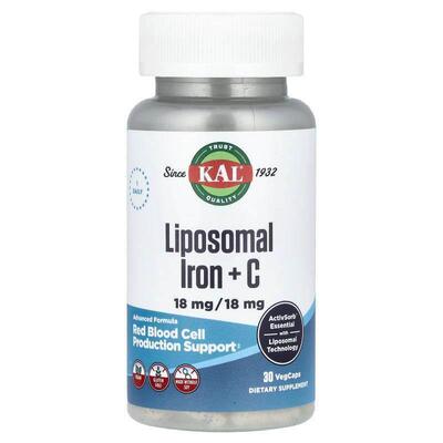 KAL,Liposomal Iron + C, 30 VegCaps