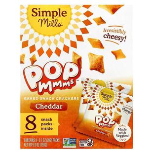Simple Mills,PopMmms™ Baked Snack Crackers, Cheddar, 8 Packs