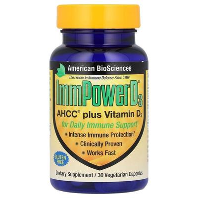 American Biosciences,ImmPower D3，AHCC和维生素D3，30粒素食胶