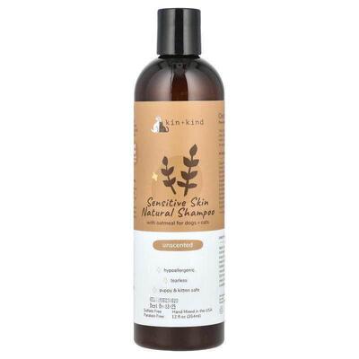 Kin+Kind,敏感宠物天然洗发水，用于狗和猫，无香型，12 液量盎司
