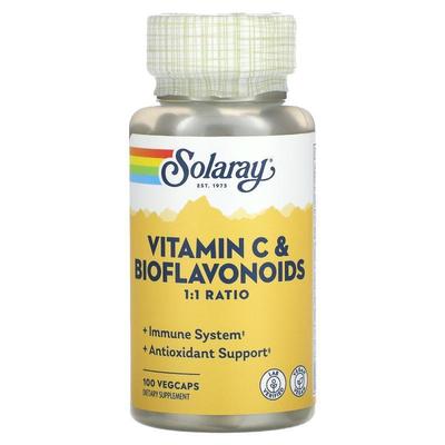Solaray维生素C生物黄酮素1:1素食胶囊心脏血管健康机体抵抗眼部