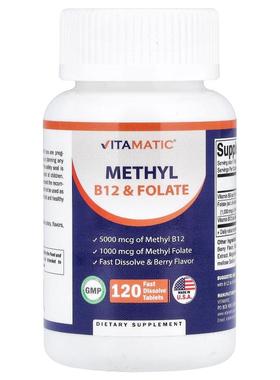 Vitamatic,Methyl B12 & Folate, Berry, 120 Fast Dissolve Tabl