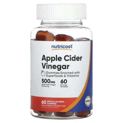 Nutricost,Apple Cider Vinegar Gummies, Apple, 500 mg, 60 Gum