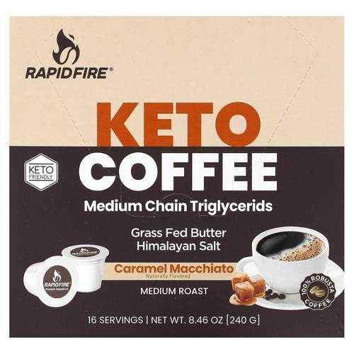 RAPIDFIRE,Keto Coffee Pod, Caramel Macchiato, Medium Roast,