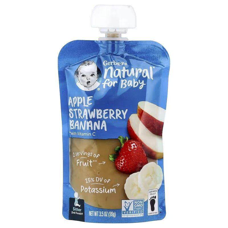 Gerber嘉宝天然婴儿辅食零食2阶段果泥维生素营养补充多口味